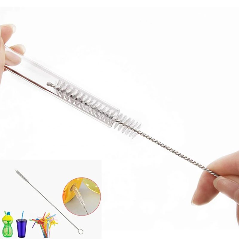 10pcs 6mm Drinking Straws Cleaning Brushes Stainless Steel Soft Hair Glass Tube Cleaner Reusable Straw Bottle Cleaning Tools 2