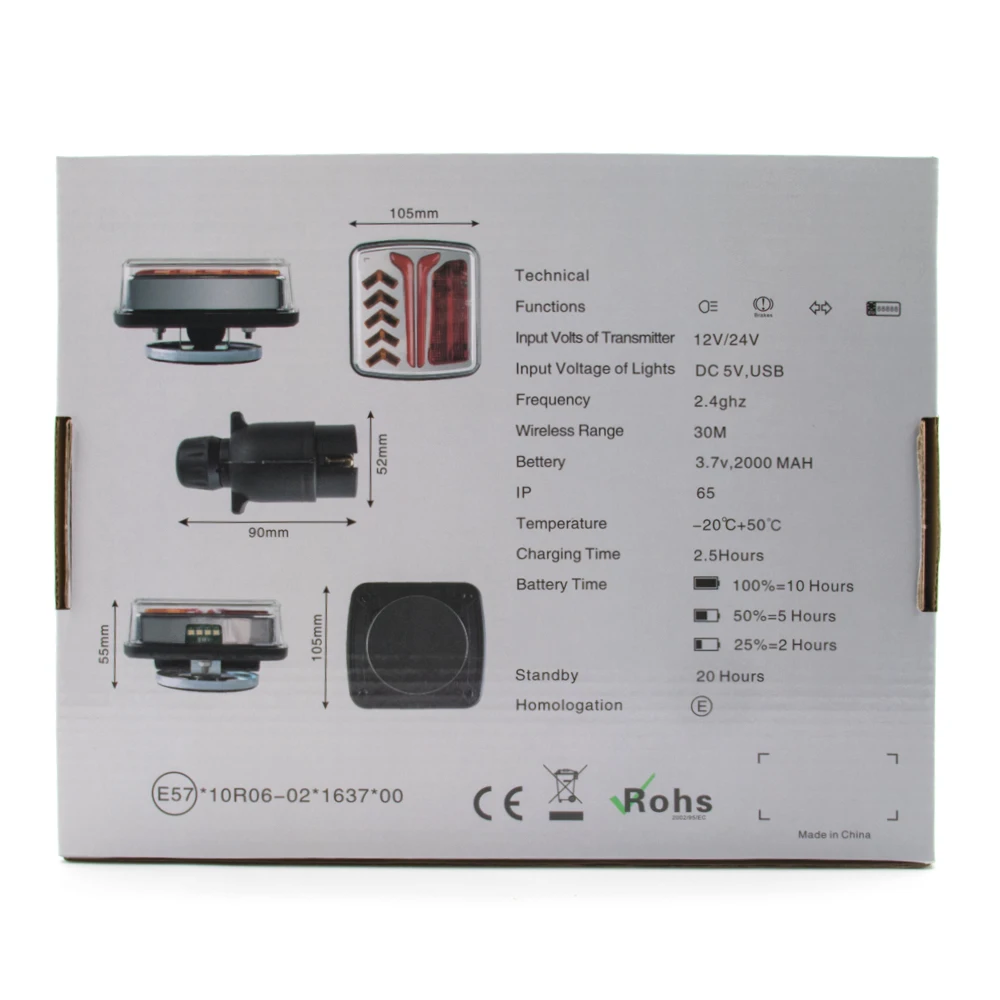 LED Tail Lights LED Warning Lights 12V 24V Wireless Magnetic Taillight Trailer Rear Light Signal Warning Brake Light For Caravans Campers Lorry Caravan