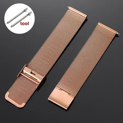 Elegant Stainless Steel Milanese Loop Mesh Watch Band with Quick Release - 22mm (Rose - Gold)