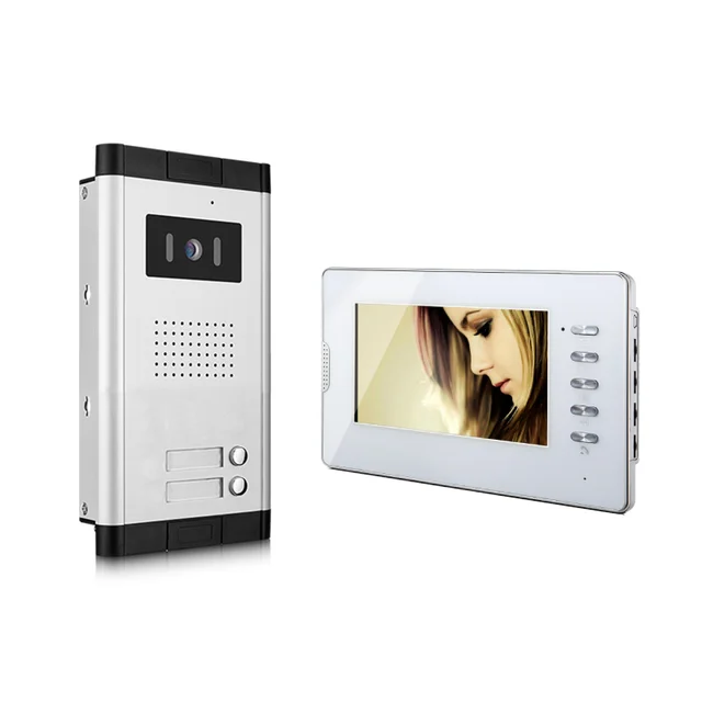 SmartYIBA 7" Video Intercom Residential Entry Phone System For 2 Units Apartment Home Security Video Door Bell With Camera 2