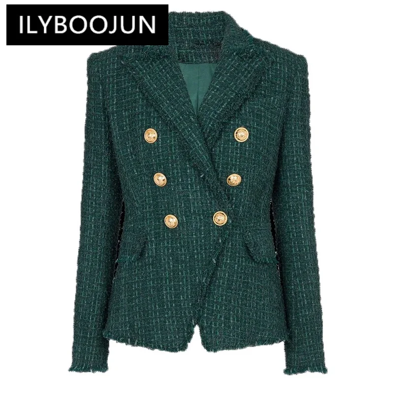 

Dark Green Blazer 2023 New Tweed Woolen Tassel Rough Slim Fit Suit Luxury Coat Jacket Women Designer Jackets Autumn