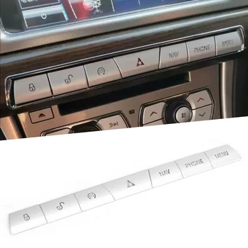 7Pcs Multimedia Panel Button Cover Sticker Silver Aluminium Alloy Fit for Jaguar XF 2012‑2015 Car Interior Trim 1