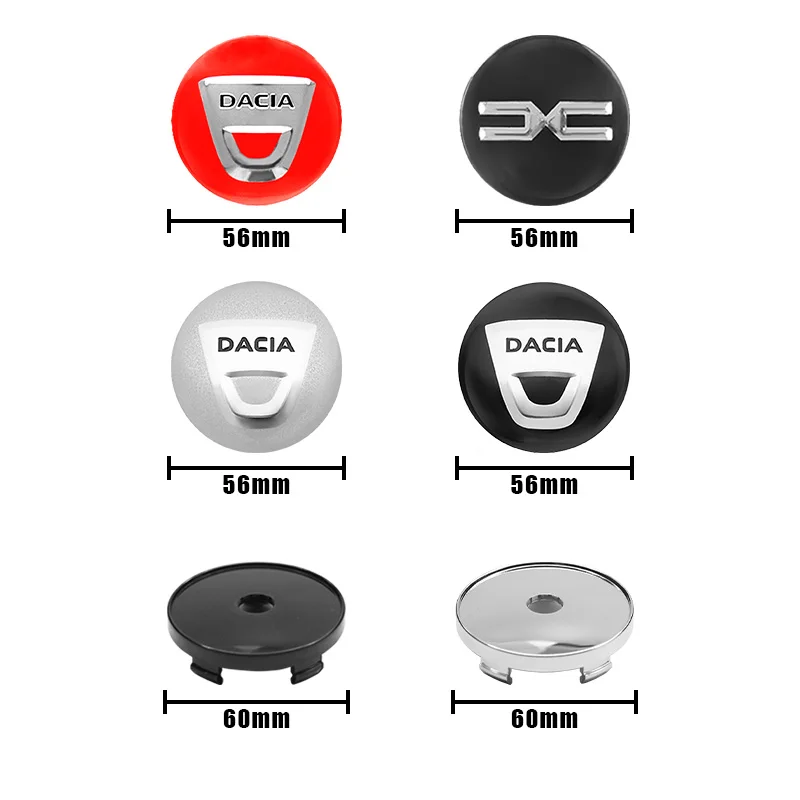 4Pcs 60mm Car Wheel Hub Center Caps Rim Cover Badge Emblem For Dacia Duster Logan MCV Sandero Stepway Dokker Lodgy Accessories car wheel hub covers