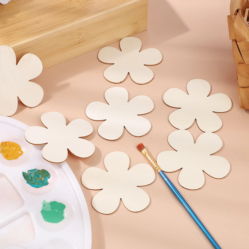 10/20pcs Unfinished Wooden Flower Discs DIY Handmade Craft Blank Wood Ornament For Birthday Party Baby Shower Wedding Decoration