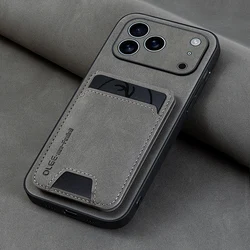 Luxury Synthetic Leather Card Holder Phone Case with Card Slot and Protective Cover - iPhone 18 Pro Max (Grey)