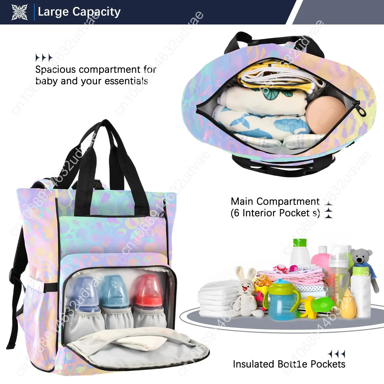 Fashion Mummy Maternity Nappy Large Capacity Nappy Bag Leopard Print Travel Backpack Nursing Bag For Baby Care Women's Bag