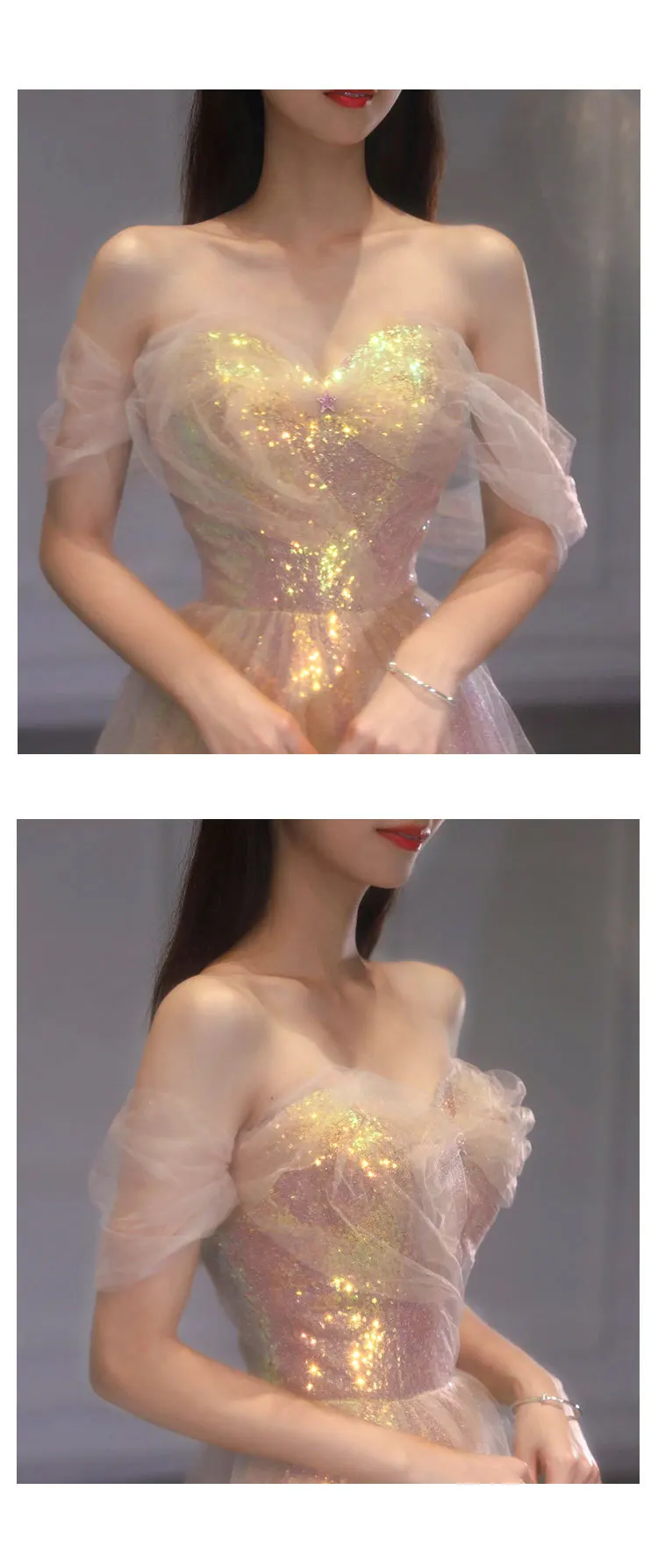 New Mesh High-waisted Slim-fitting Mermaid Toasting Evening Dress Fashionable Temperament One-shoulder Long Party Dresses Women