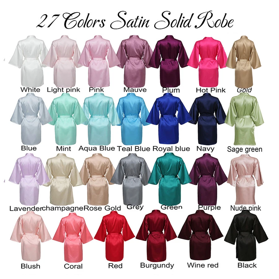 Bride Bridesmaid Robes Satin Solid Robe Orange Silk Robes for Women Ladies Satin Robe Women Wedding