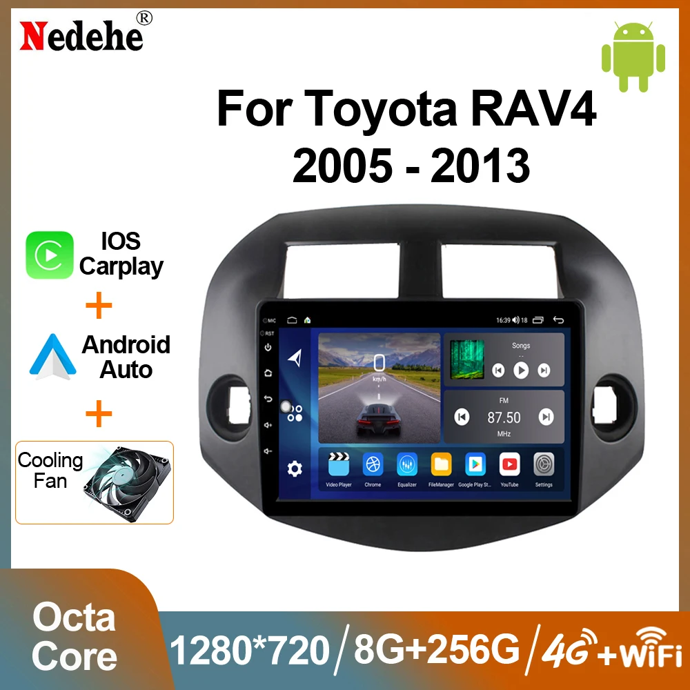 Car radio 2 Din Android Carplay for Toyota RAV4 RAV 4 2005-2013 multimedia stereo autoradio GPS navigation 10 inch HD screen 4G