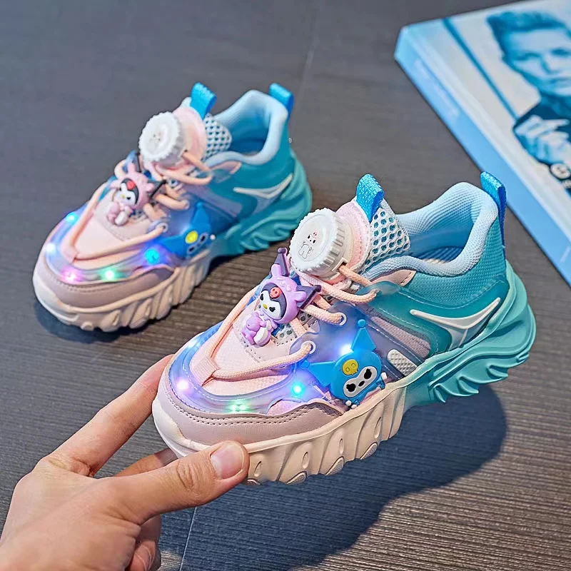 real photos New Kuromi plus size Branded Female Students Soft Girl kids Canvas Shoes child children's colorful light Skate Shoes 3