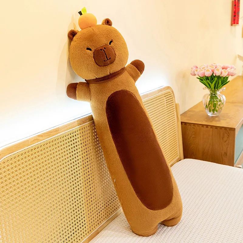 thumbnail image 1 of Almohada de peluche con forma de capibara de gato largo de dibujos animados, juguete de peluche suave de algodón, regalo para niños y niñas, muñecos compañeros para dormir, 1 of 5