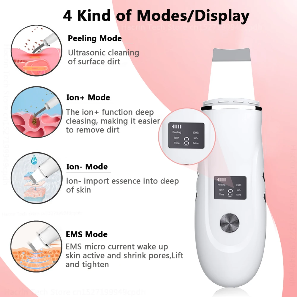 Ultrasonic Face Scrubber Facial Peeling Skin Scrubber Deep Facial Cleaning Spatula Acne Pore Ultrasonic Scrubber Facial Cleanser 4