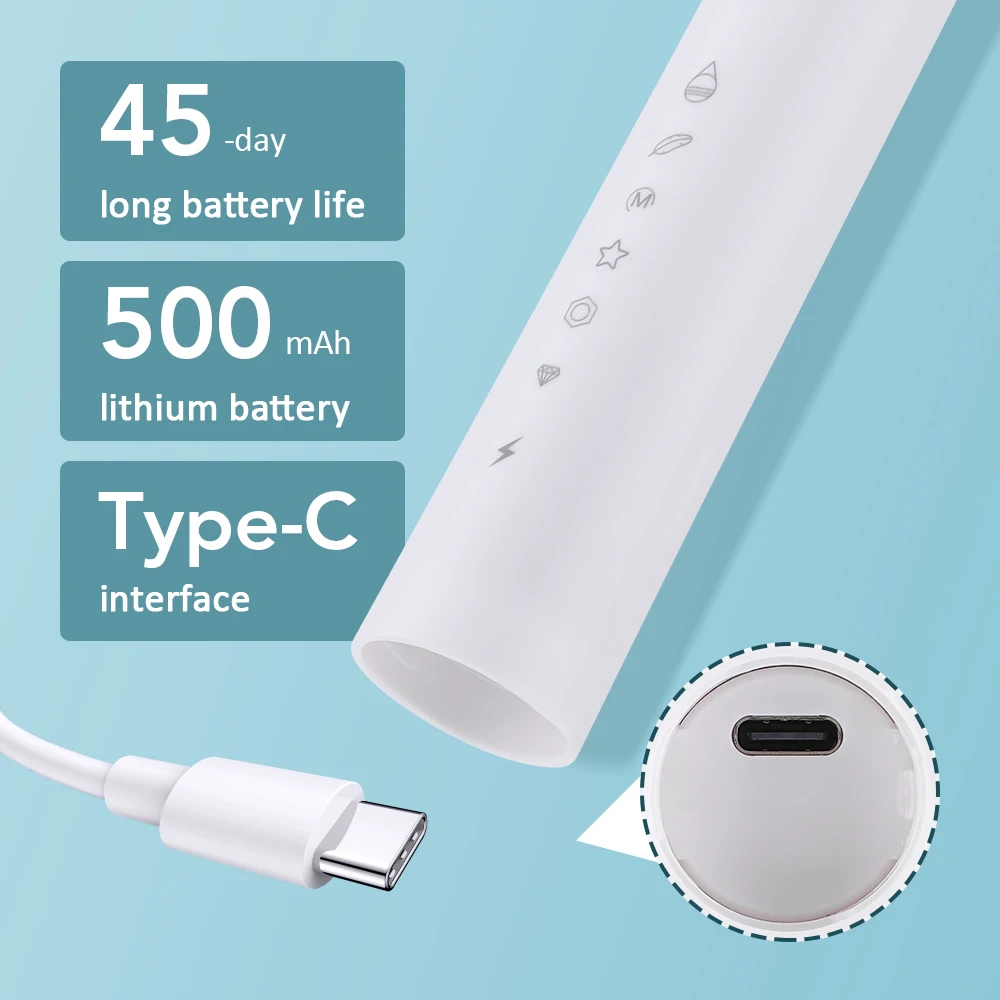 Rechargeable Electric Toothbrush for Adults with Whitening Mode