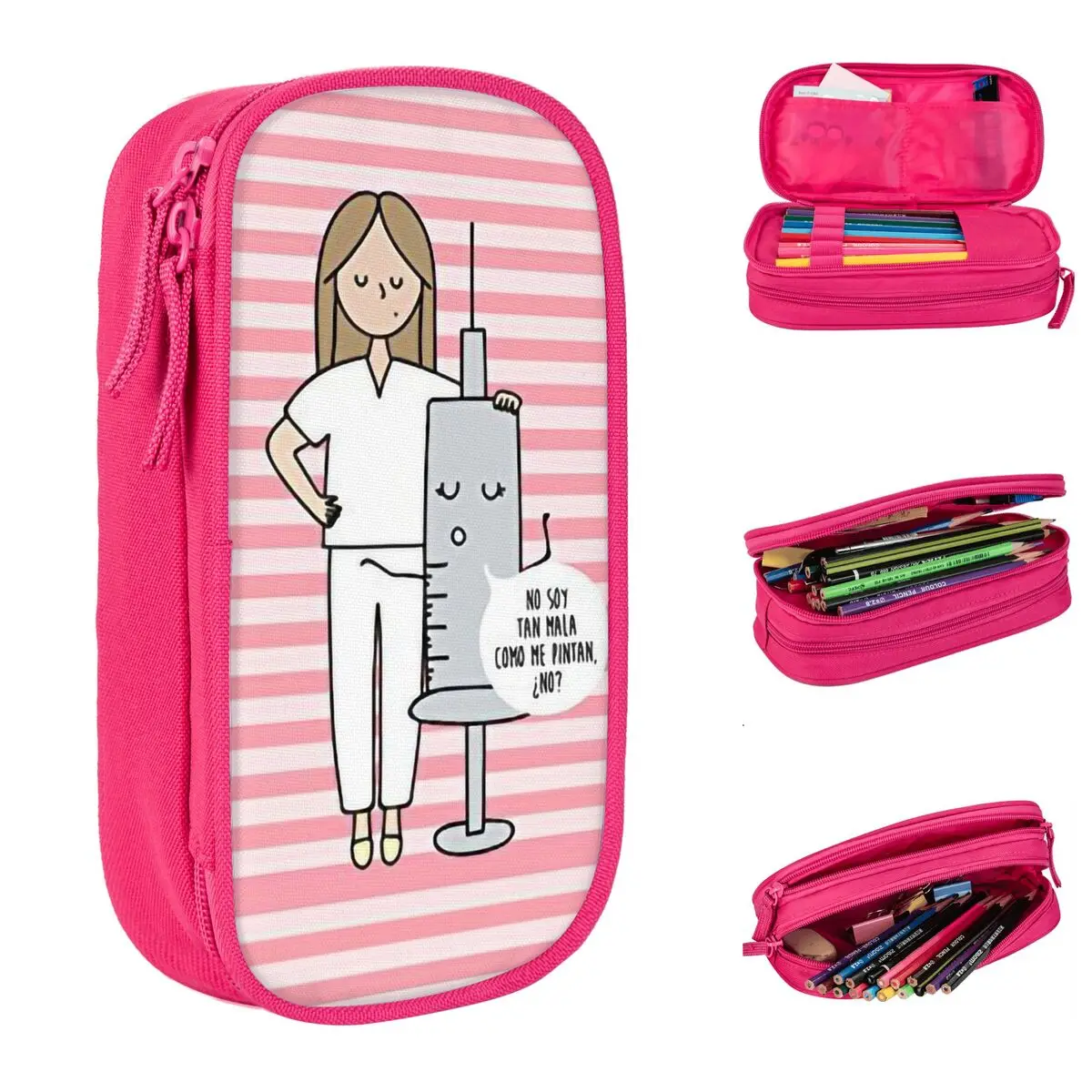 Fun pencil case Enfermera En Apuros Doctor nurse Pencilcases Pen Large storage pencil bags Students school Zipper accessories