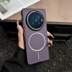 ELVEV Magnetic Luxury Carbon Fiber Leather Anti - fall Phone Case for VIVO X Fold6 (Purple)