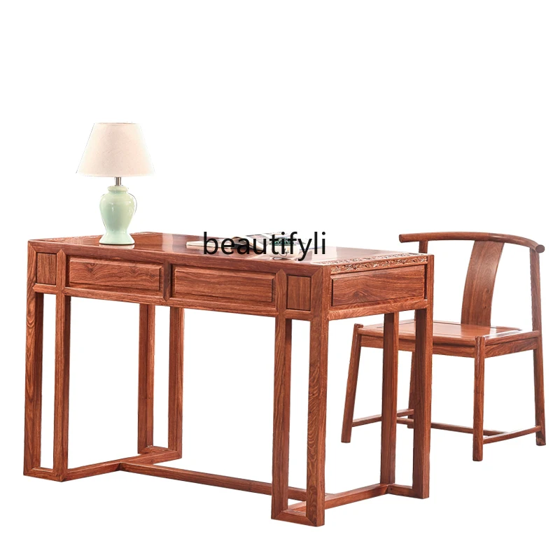 New Chinese Style Rosewood Pterocarpus Erinaceus Poir. Desk Desk Rosewood Computer Desk All Solid Wood Study Furniture