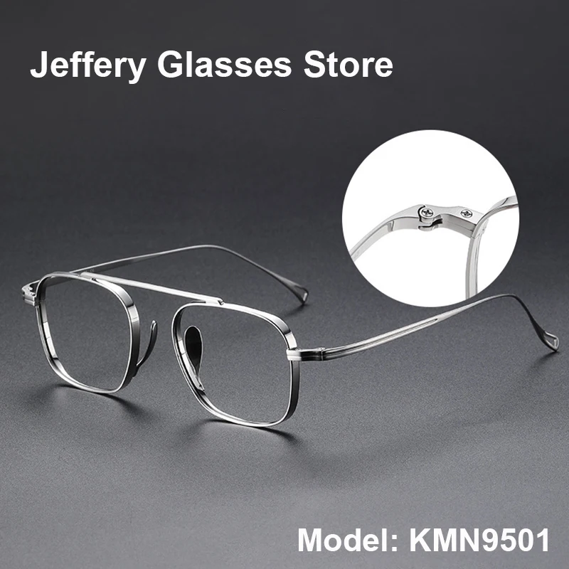 

Japanese Titanium Square Glasses Frame For Men Women Fashion Pilot Eyeglasses Myopia Presbyopic Prescription Spectacles KMN9501