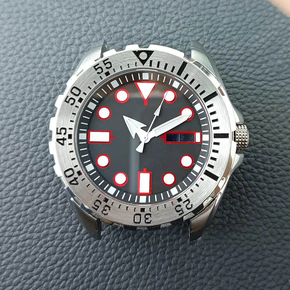 Men's 44mm Steel Watch Case with Sapphire Glass and Accessories