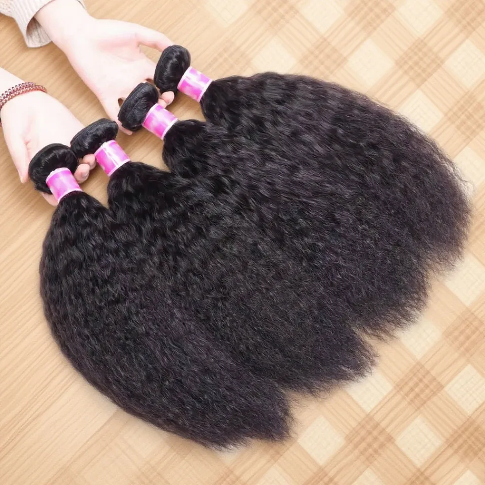 Kinky Straight Human Hair Bundles 100% Virgin Extensions