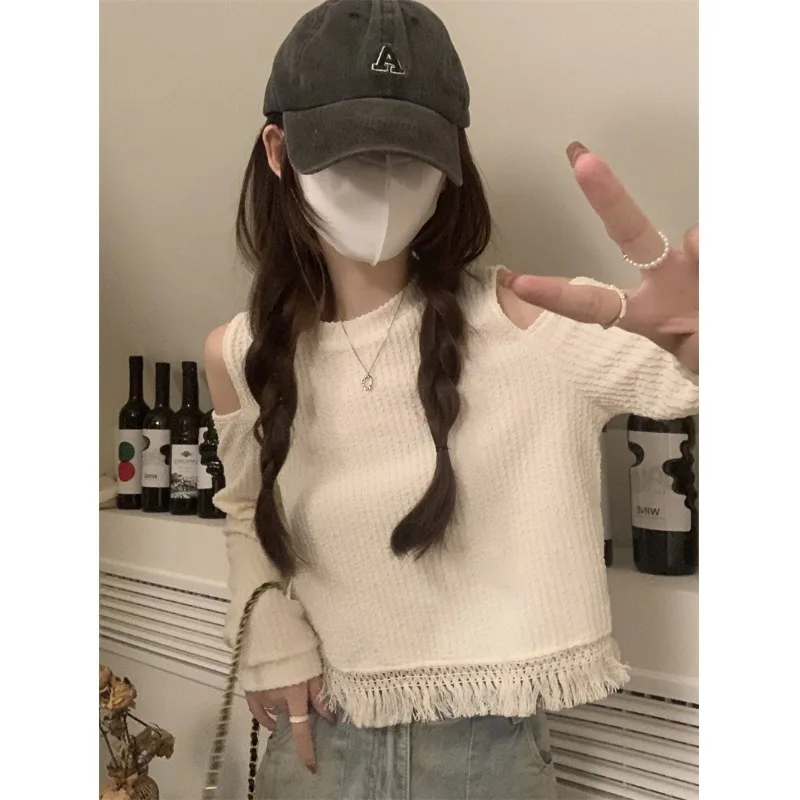 Cropped Knitted Sweater Tops for Women Spring Autumn