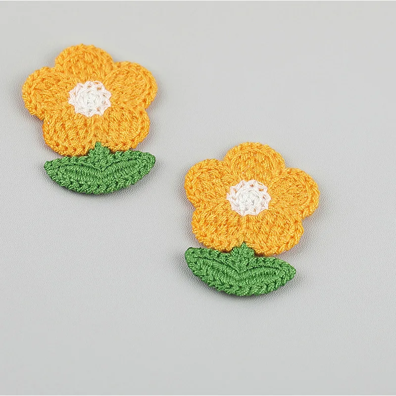 Floral Embroidered Knitted Patches - Decorative Fabric Stickers and Accessories (Set of 10)