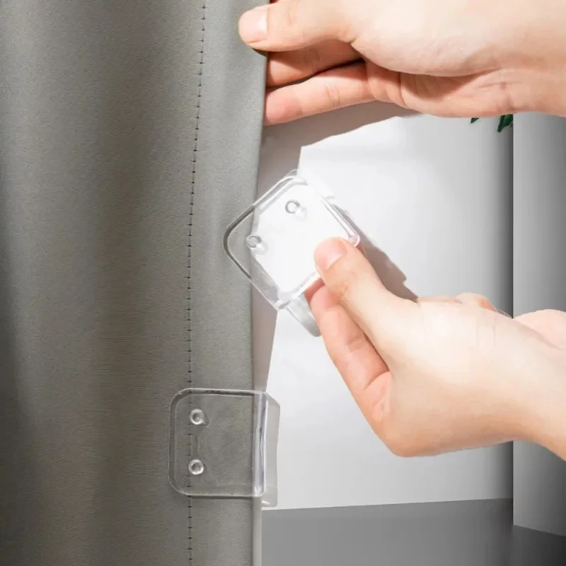 Bathroom Shower Curtain Clips Self Adhesive Plastic Windproof Fixer Clamp Windproof Hook Holder For Bathroom Kitchen 2/4Pcs