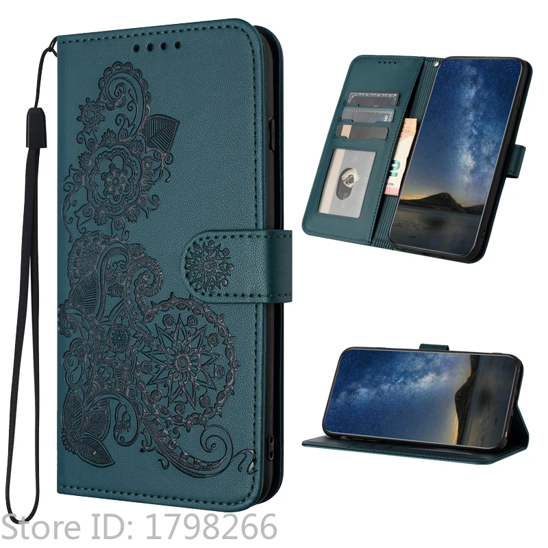 Luxury Pattern Flower Leather Phone Case - Flip Cover Wallet with Card Holder