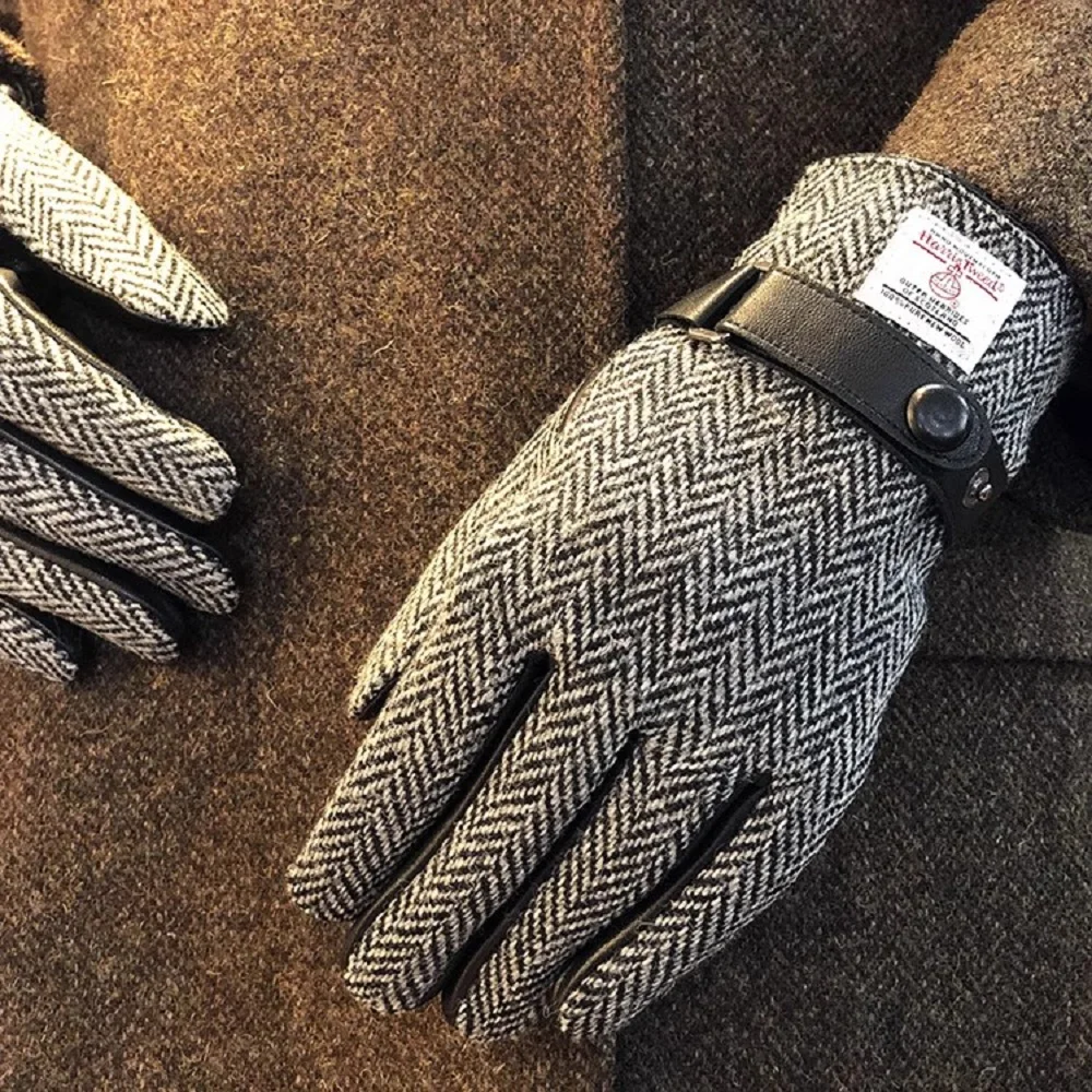 Guanti Caldi Addensati Autunno E Inverno Coppia Harris Tweed Guanti Touch Screen In Pelle Di Lana Guanti Da Ciclismo
