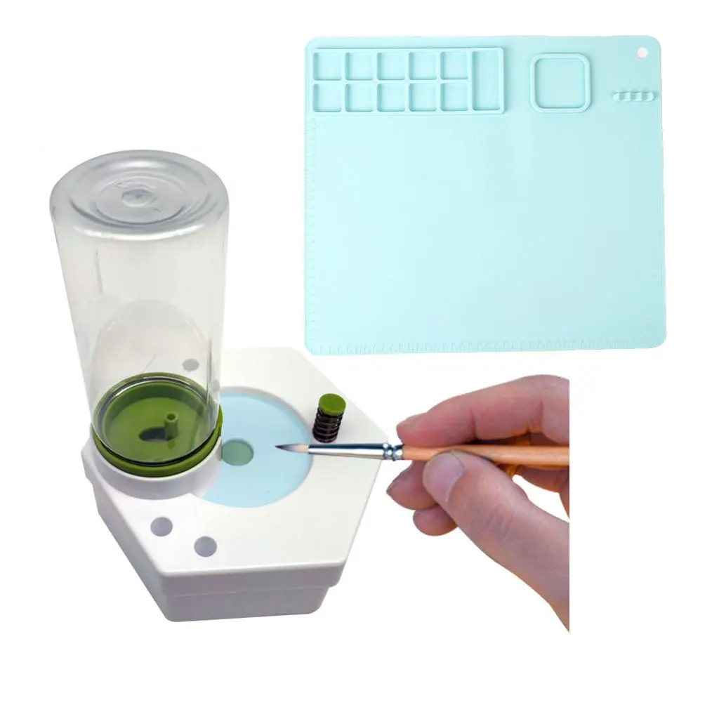 페인팅 스테이션 실리콘 수채화 및 페인트 브러시, 물 클리너 브러시, 어린이 린..