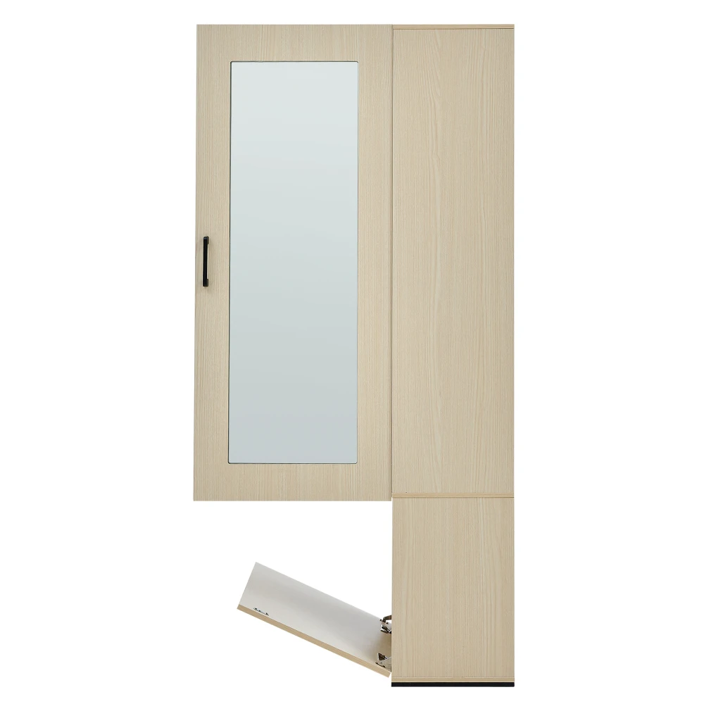 Moderner schmaler Kleiderschrank mit durchgehender Spiegel und ausziehbarer Schiene, Anti-Kipp-Design für Schlafzimmer im Flur, Kleiderschrank für den Eingangsbereich – Detail 22