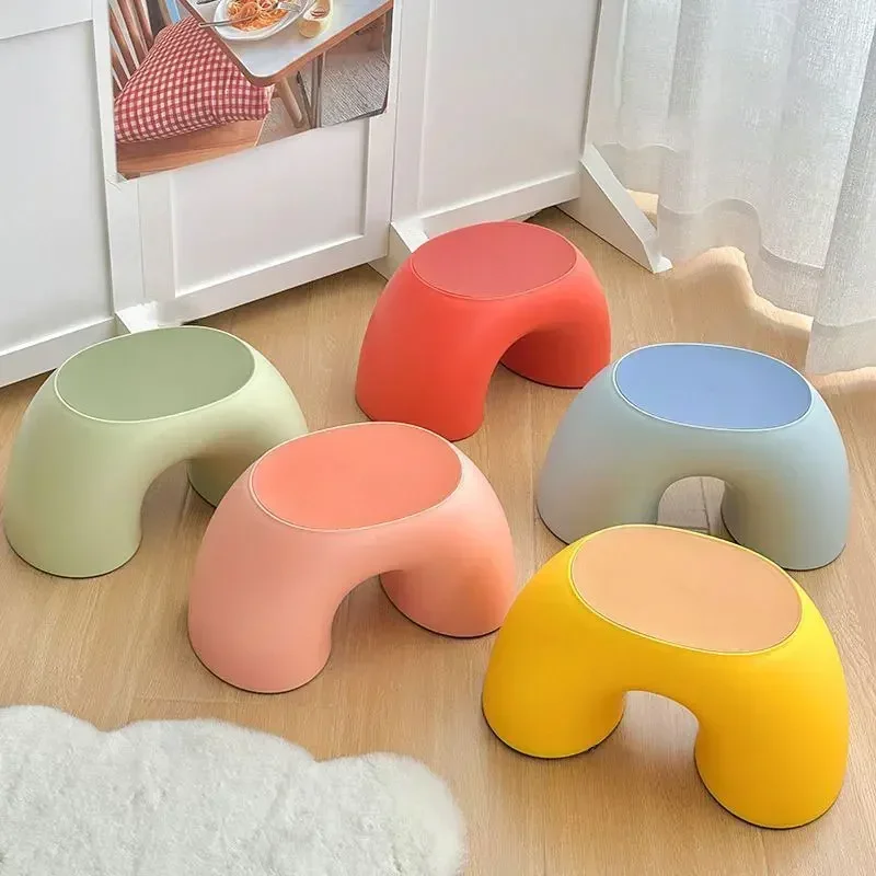 

Stool Simple Children's Changing Ottoman Chair Rainbow Geometric Plastic Seat Living Room Doorway Shoe Hallway Modern Furniture