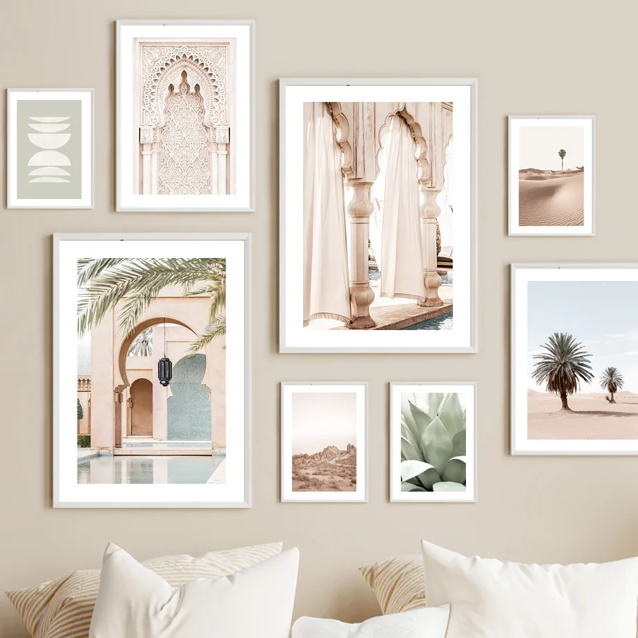 

Desert Camel Palm Agave Leaf Beige Marble Arch Wall Art Canvas Painting Nordic Posters And Prints Pictures For Living Room Decor