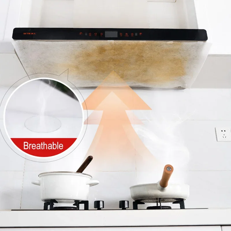 5/10M Disposable Hood Oil Filter Paper Non-woven Cooker Hood Extractor Fan Filter Kitchen Hood Grease Anti Oil Cotton Kitchen