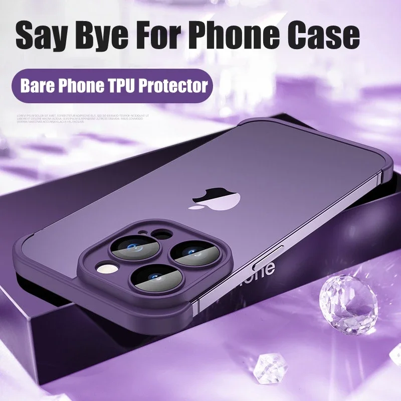 

Frameless Not Case Corner Pad Soft TPU Bumper For iPhone 15 14 Plus 13 12 11 Pro Max XS X With Camera Lens Protection