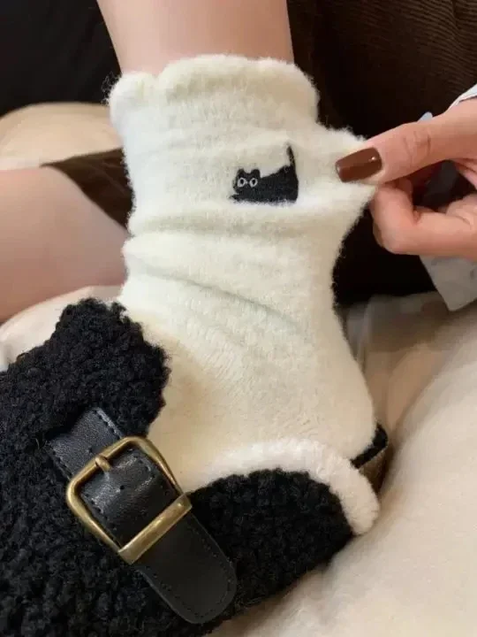 Cinzia Soft Sandali Donna Kawaii Cat Cozy Pelose Calzini Di Velluto Di