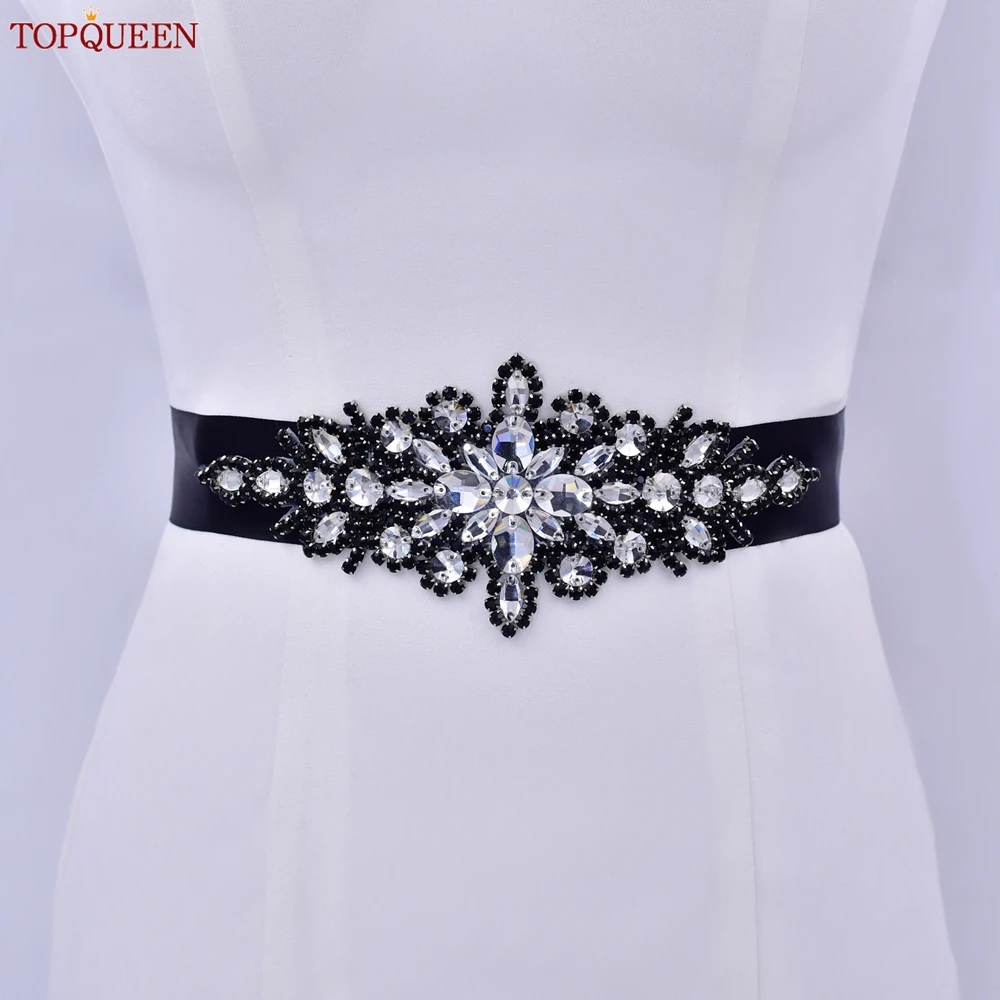 TOPQUEEN S05-B Elastic Belts for Women Fashion Belt for Party Prom Dress Wedding  Belt for Bride Dress Plus Size Jewelery Belt