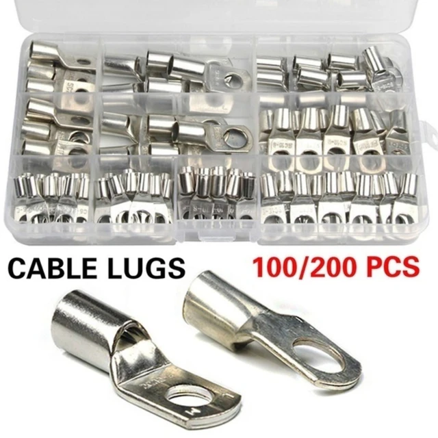 60/240PCS Ring Terminal Cable Shoes Lugs 35mm2 Tinned Copper Lug Wire eye Connectors Bare 60 Terminals Lugs Wire Copper Kit 2