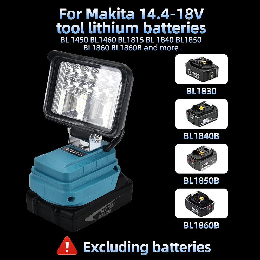 Makita 18V 리튬 이온 배터리 LED 작업 조명 4/6/8 인치 손전등 휴대용 비상 홍수 램프 캠핑 램프