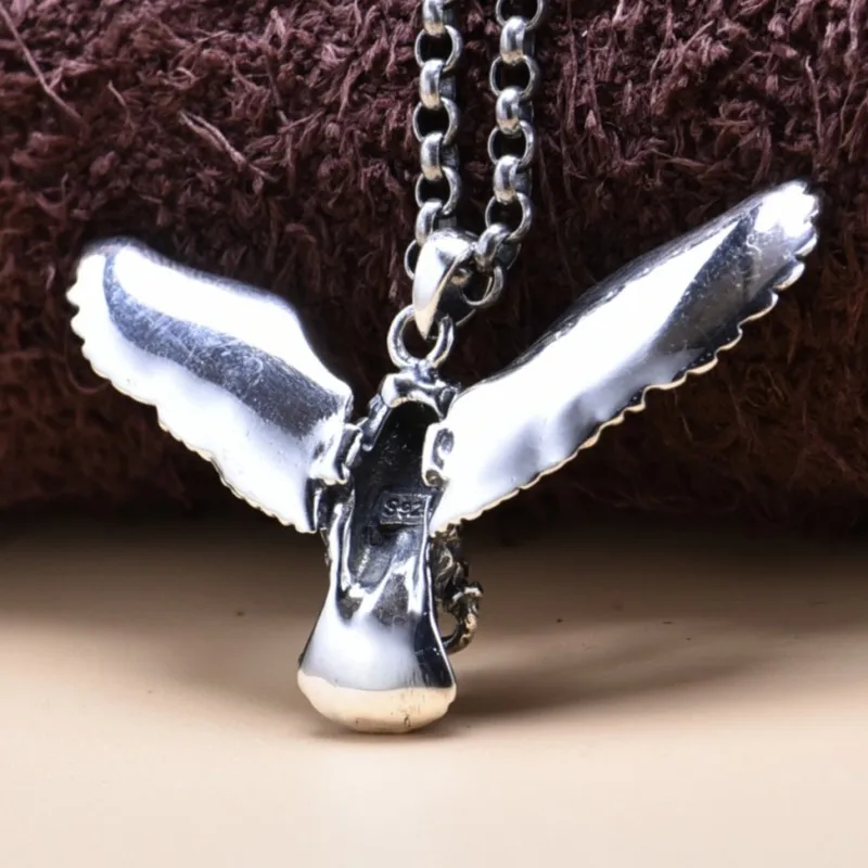 BOCAI S925 Sterling Silver Retro Domineering Punk Hip-hop Eagle Pendant Men's Gift