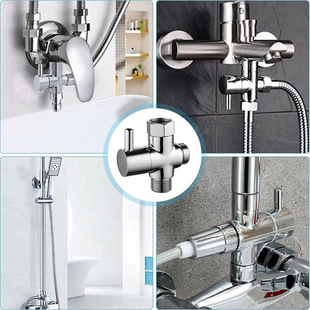 1PCS Bathroom Diverter Valve G1/2in 3 Way Brass Diverter Valve T-adapter Converter Chrome For Shower Head Accessories
