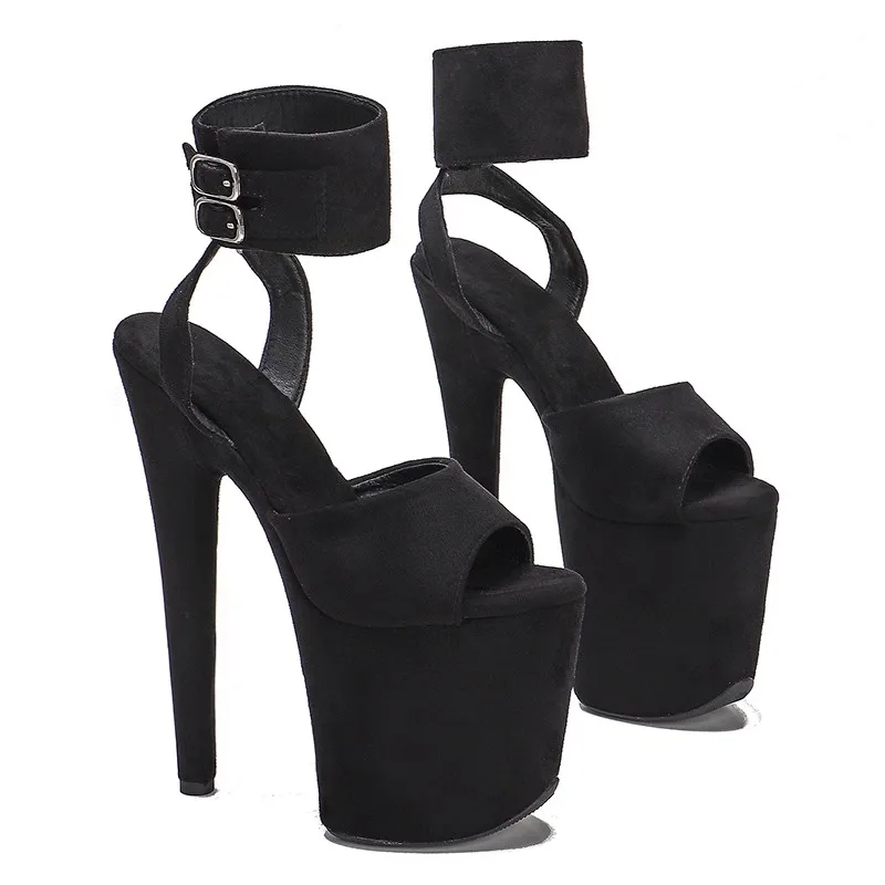 

LAIJIANJINXIA New 20CM/8inches Suede Upper Fashion Sexy Exotic High Heel Platform Party Women Sandals Pole Dance Shoes 074