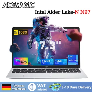 ACEMAGIC AX17, portatile ultrasottile da 17,3" con processore Intel N97, 6000 mAh, 16 GB di RAM LPDDR4, 512 GB di ROM, Windows 11, BT5.2, Wi-Fi 6.