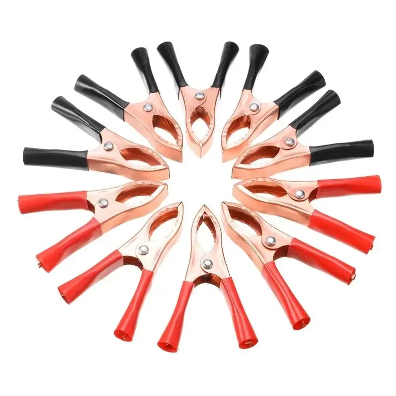 30A Crocodile Spring Clamp Red & Black Car Battery Clip Cables Alligator Charger Voltage Testing Tool Accessory 10pcs