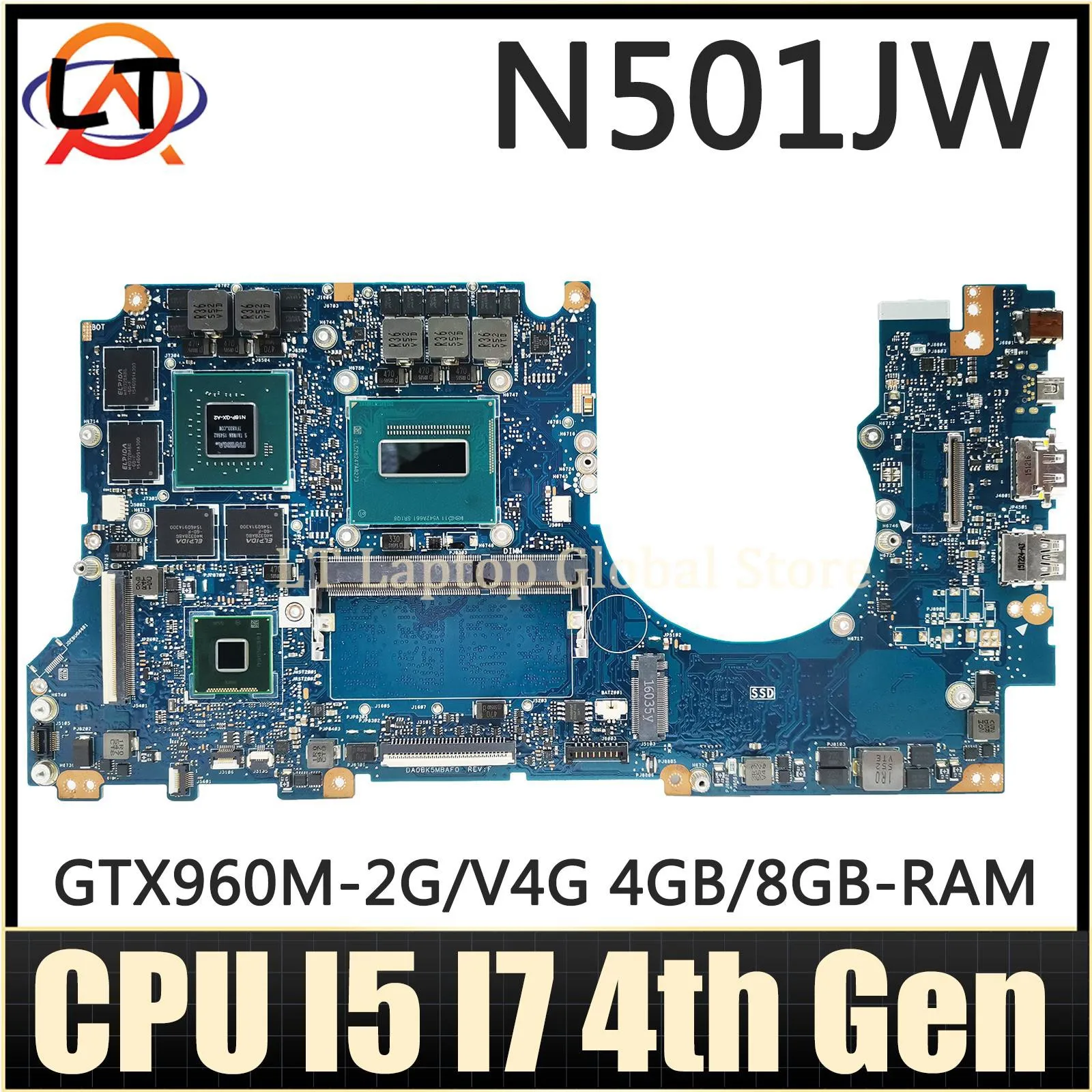 N501J Материнская плата ASUS N501JW G501J G501JW UX501J UX501JW G60JW материнская плата для ноутбука I5 I7 4-го поколения GTX960M-2G/V4G 4 ГБ/8GB-RAM
