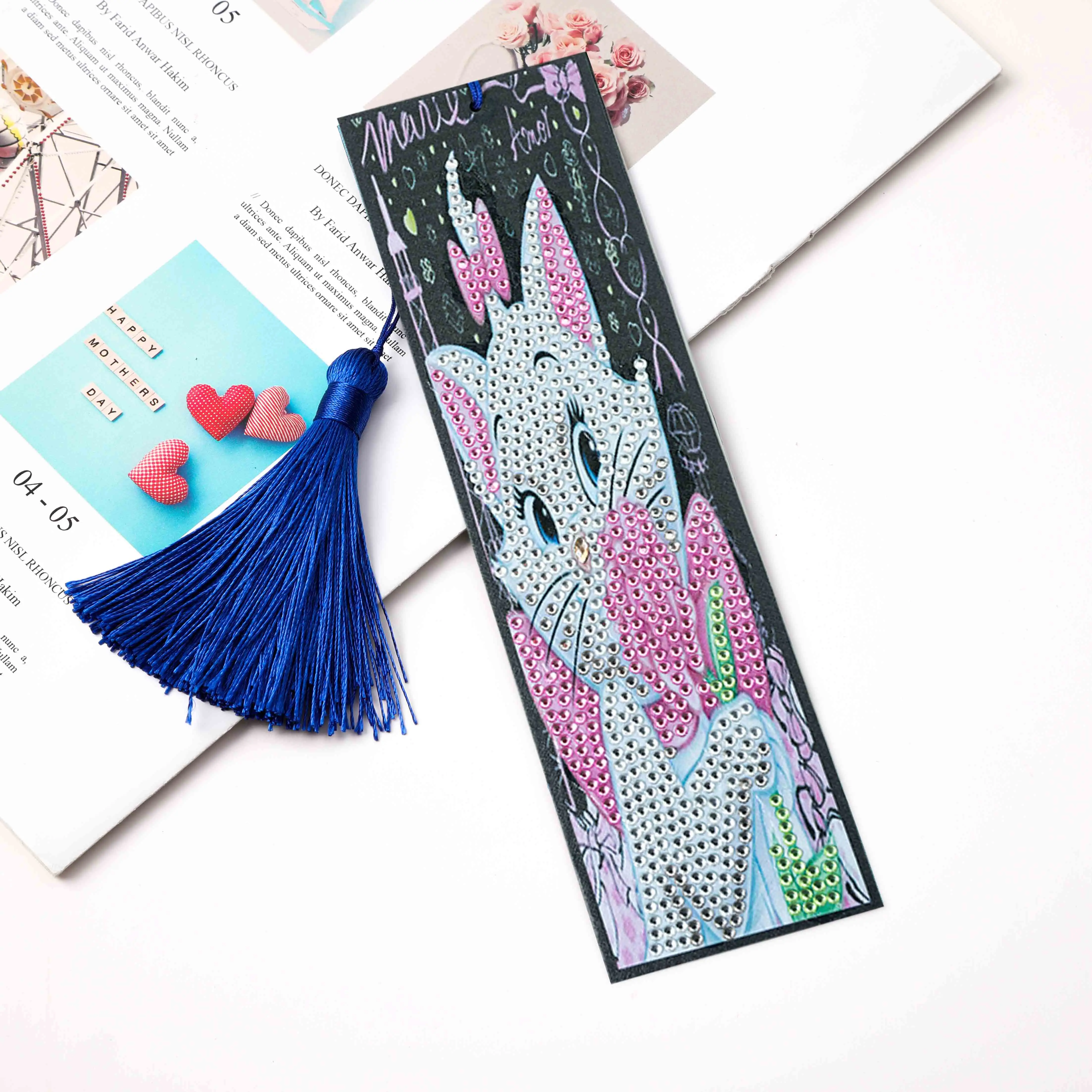 5D DIY Special Shaped Diamond Painting Bookmarks Diamond Embroidery Cross Stitch Tassel Bookmarks Books Gift Diamond Mosaic 