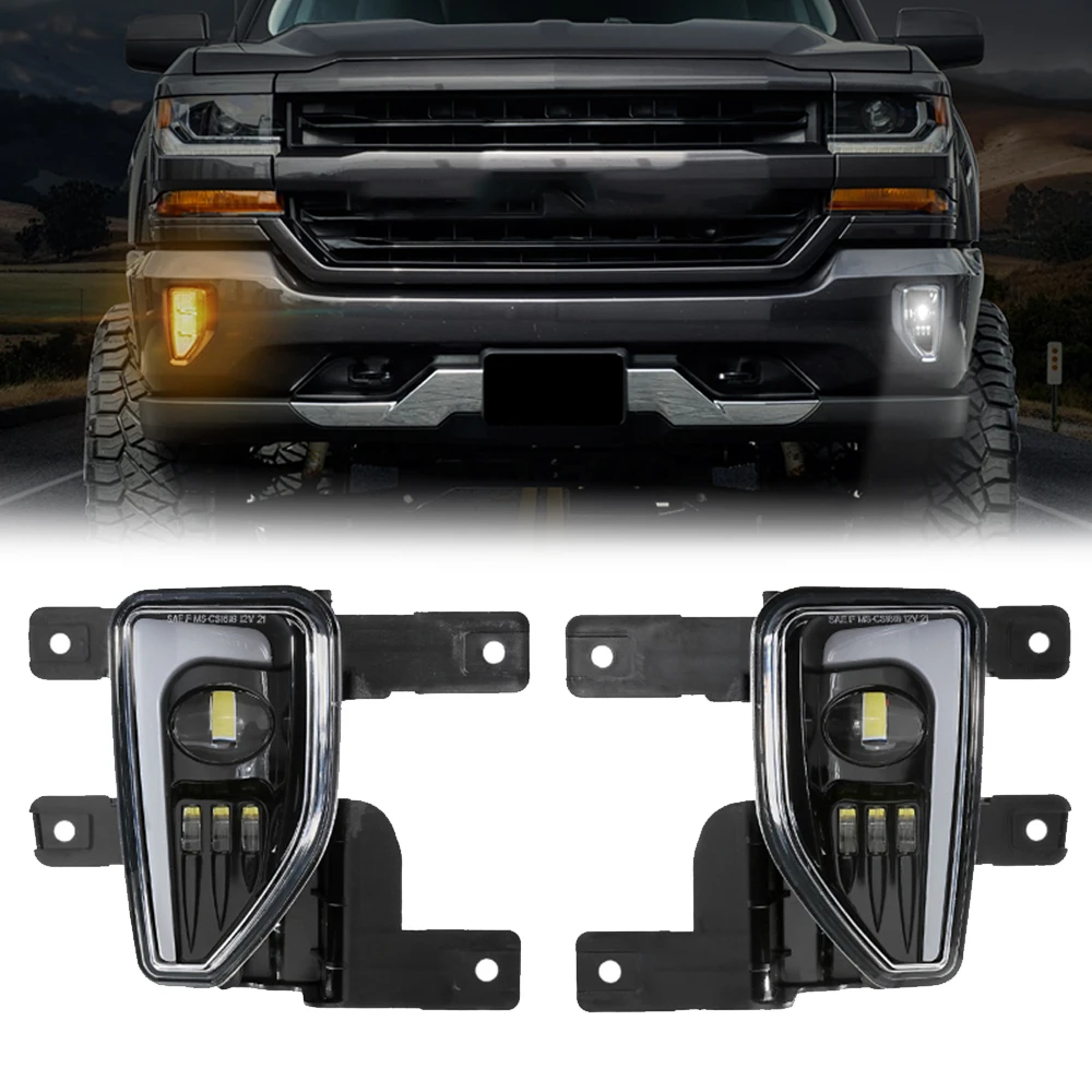 

2pcs LED Fog Lights for Chevy Silverado 1500 Models 2016-2018