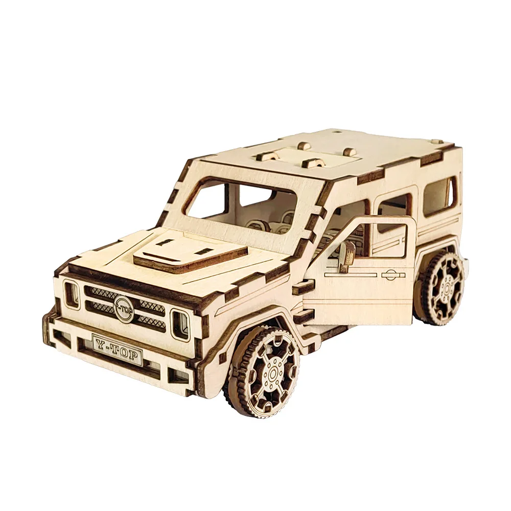 3D Wooden Puzzle Off Road Vehicle Car Model Handmade DIY Assembly Toy Jigsaw Desktop Model Building Kits for Kids Adults Gift original hot wheels monster car big foot muscle off road vehicle diecast 1 64 model anime pickup truck toy for boy birthday gift