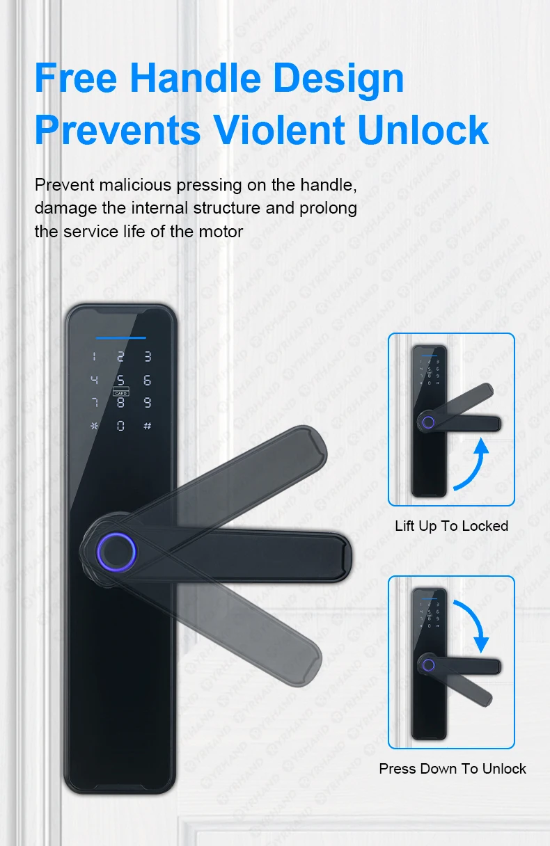 K7 fechadura eletronico digital Biometric Black Smart Lock Tuya App Remote Unloc