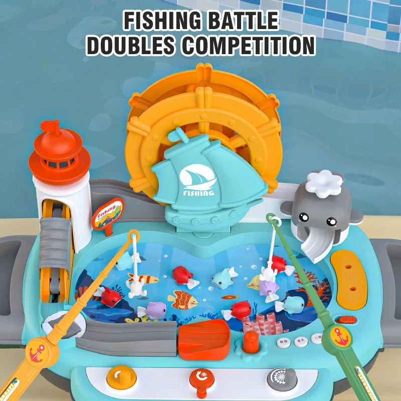 Magnetic Fishing Music Electric Looping Fish Battle Board Platform Game Educational Interactive Toy Playing House Children Toys