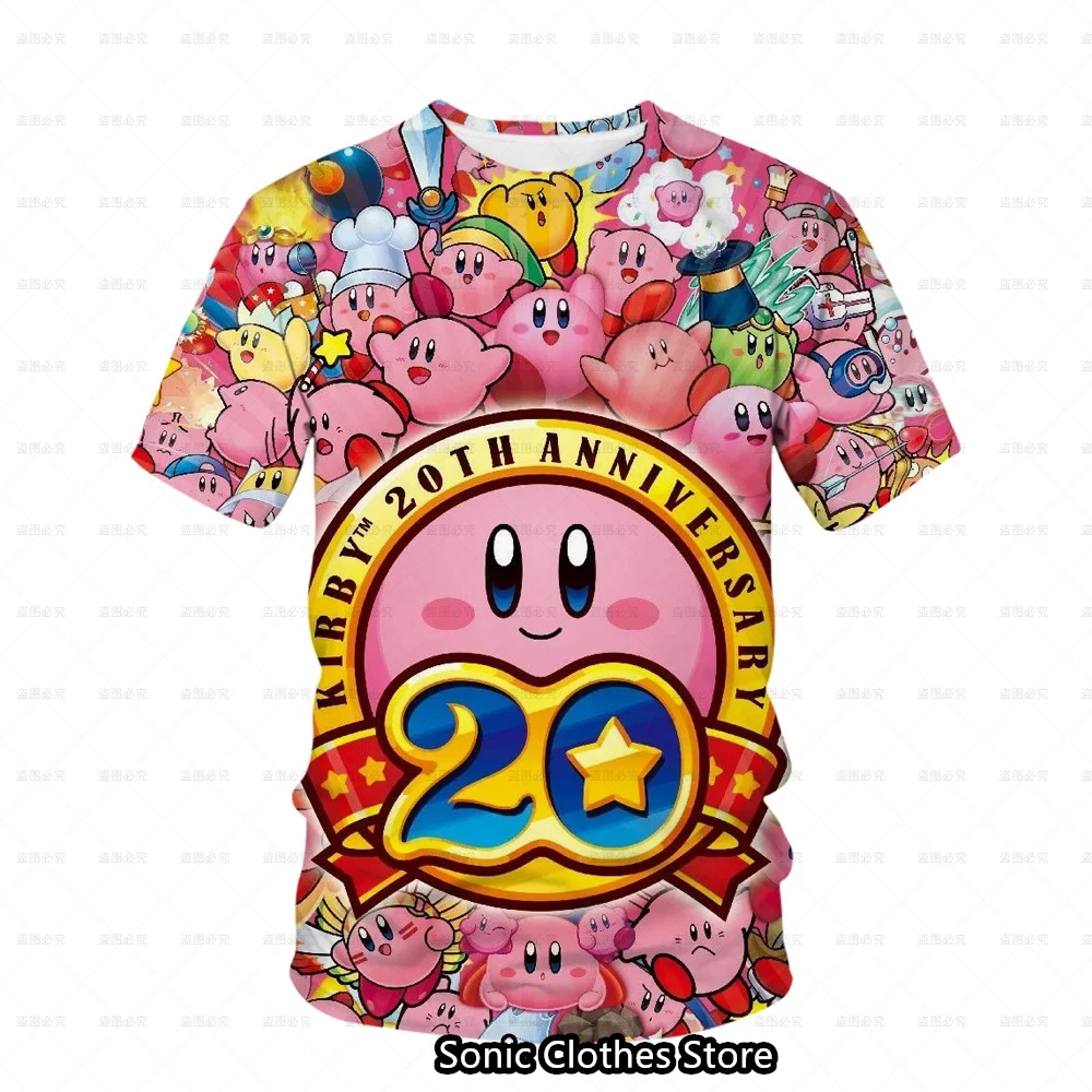 

Детская футболка Kirby, детский топ, футболка для мальчиков и девочек с коротким рукавом, футболка для 4, 5, 6, 7, 8, 14 лет, детская одежда